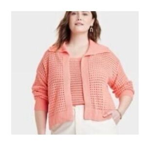 Universal Thread‎ Open Knit Layering Cardigan Sweater In Coral